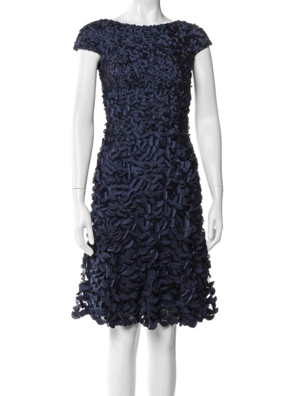 Theia Navy Rosette A-Line Cocktail Dress